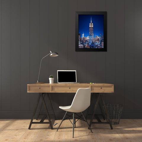 Empire State Building with New York City Manhattan skyline with skyscrapers Black Modern Wood Framed Art Print by Frank, Assaf