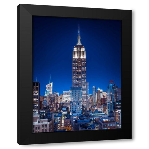 Empire State Building with New York City Manhattan skyline with skyscrapers Black Modern Wood Framed Art Print by Frank, Assaf