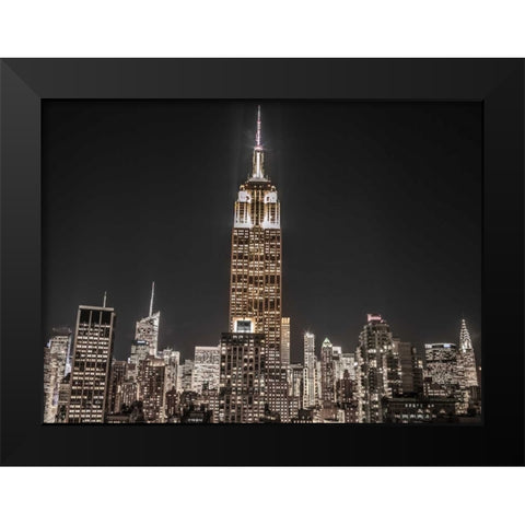New York City Manhattan skyline with Empire State building Black Modern Wood Framed Art Print by Frank, Assaf