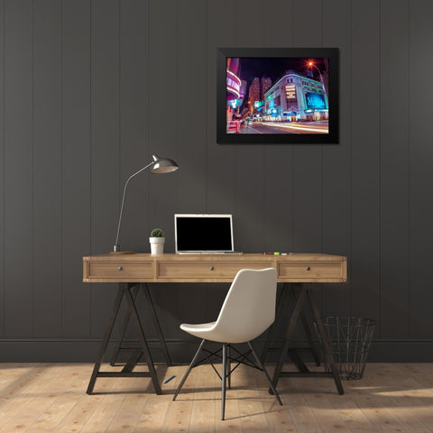 Times square and Broadway at night - New York City Black Modern Wood Framed Art Print by Frank, Assaf