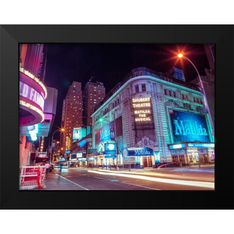 Times square and Broadway at night - New York City Black Modern Wood Framed Art Print by Frank, Assaf
