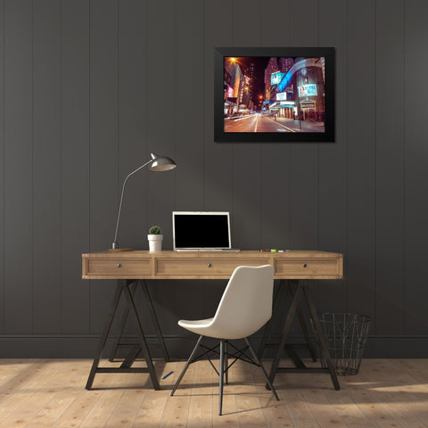 Times square and Broadway at night - New York City Black Modern Wood Framed Art Print by Frank, Assaf