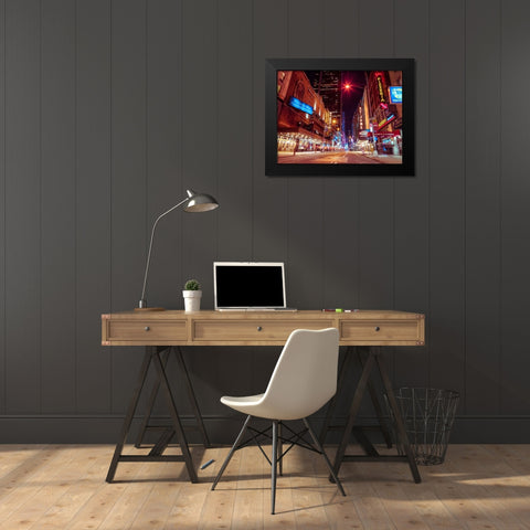 Times square and Broadway at night - New York City Black Modern Wood Framed Art Print by Frank, Assaf
