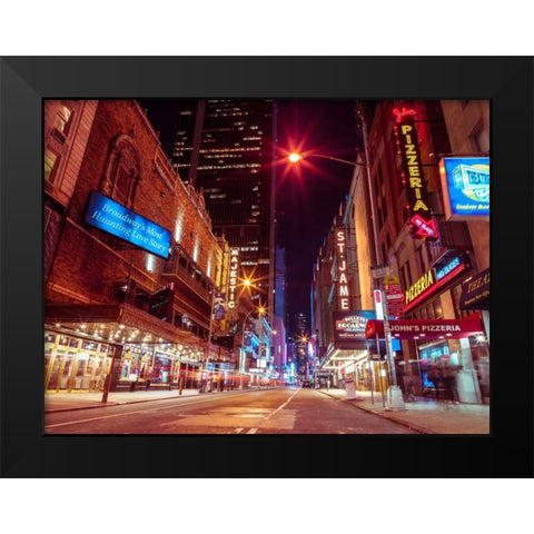 Times square and Broadway at night - New York City Black Modern Wood Framed Art Print by Frank, Assaf