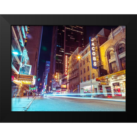 Times square and Broadway at night - New York City Black Modern Wood Framed Art Print by Frank, Assaf