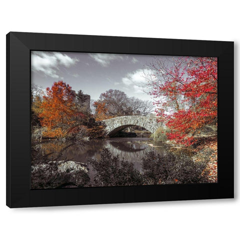 Gapstow bridge in the Autumn, Central park, New York Black Modern Wood Framed Art Print with Double Matting by Frank, Assaf