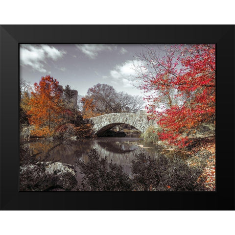 Gapstow bridge in the Autumn, Central park, New York Black Modern Wood Framed Art Print by Frank, Assaf