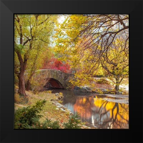 Gapstow bridge in autumn-Central Park-New York city Black Modern Wood Framed Art Print by Frank, Assaf
