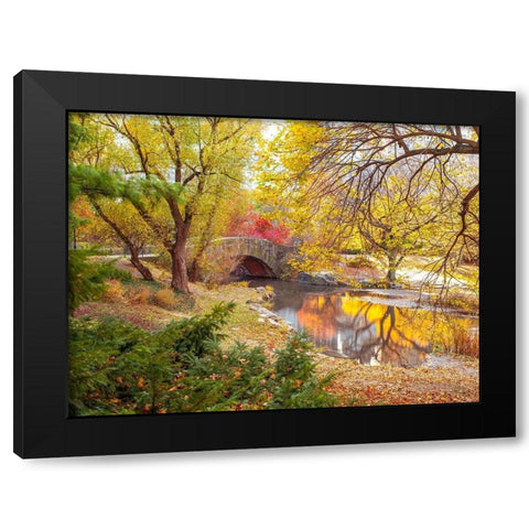 Gapstow bridge in autumn-Central Park-New York city Black Modern Wood Framed Art Print with Double Matting by Frank, Assaf