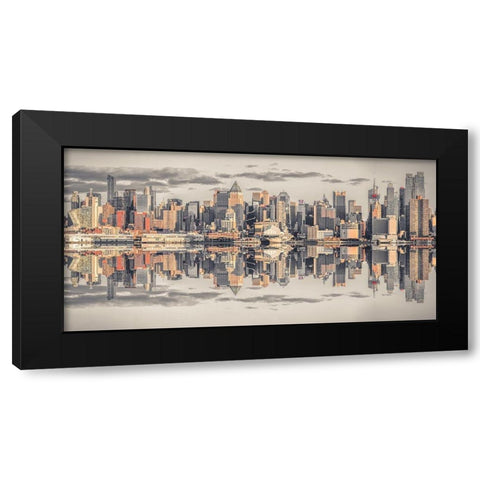 Panoramic view of Lower Manhattan skyline-New York Black Modern Wood Framed Art Print by Frank, Assaf
