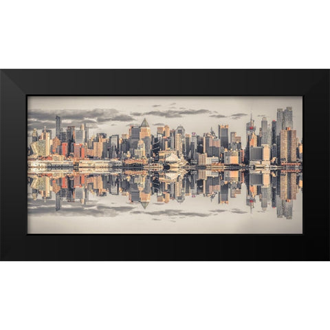 Panoramic view of Lower Manhattan skyline-New York Black Modern Wood Framed Art Print by Frank, Assaf