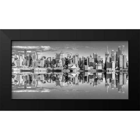 Panoramic view of Lower Manhattan skyline-New York Black Modern Wood Framed Art Print by Frank, Assaf