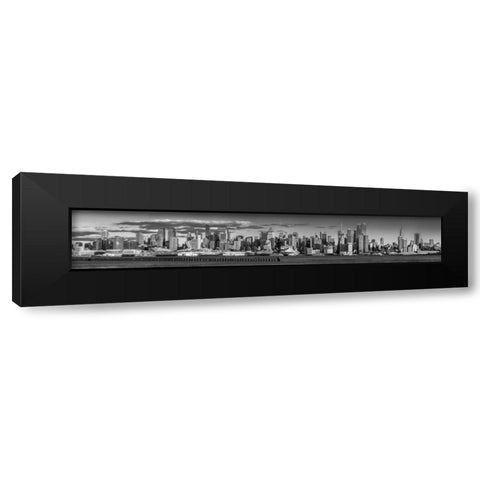 Panoramic view of Lower Manhattan skyline, New York Black Modern Wood Framed Art Print with Double Matting by Frank, Assaf