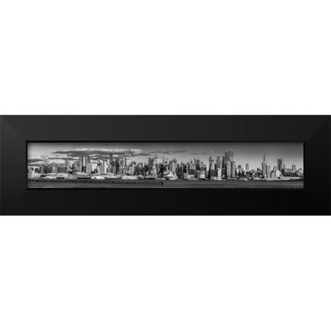 Panoramic view of Lower Manhattan skyline, New York Black Modern Wood Framed Art Print by Frank, Assaf