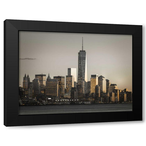 Modern architecture of Manhattan, New York Black Modern Wood Framed Art Print with Double Matting by Frank, Assaf