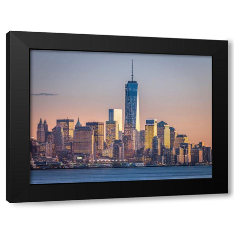 Modern architecture of Manhattan, New York Black Modern Wood Framed Art Print with Double Matting by Frank, Assaf