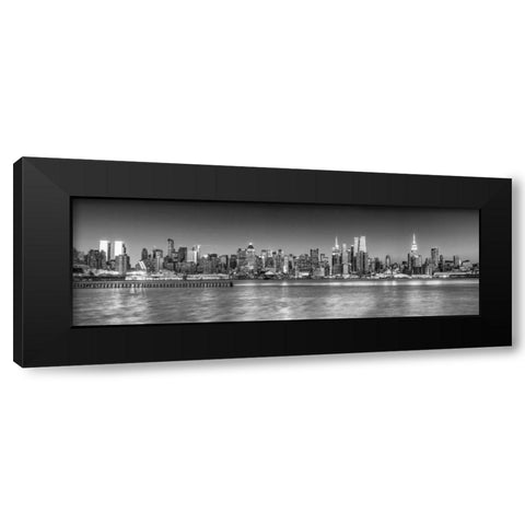 Panoramic view of Lower Manhattan skyline, New York Black Modern Wood Framed Art Print with Double Matting by Frank, Assaf