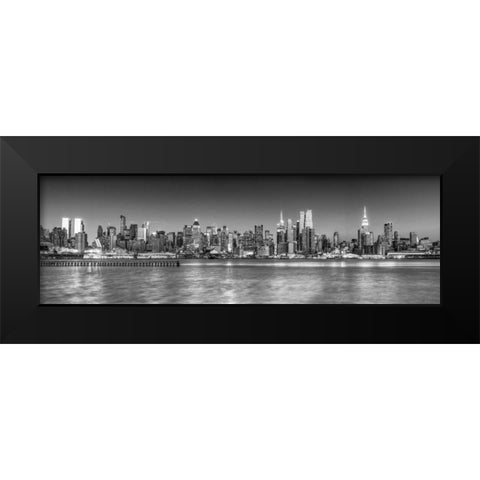 Panoramic view of Lower Manhattan skyline, New York Black Modern Wood Framed Art Print by Frank, Assaf