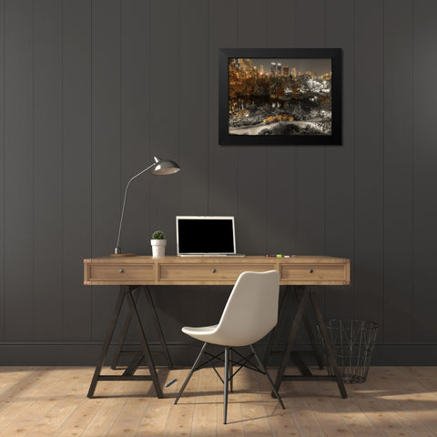 Evening view of Central Park in New York City Black Modern Wood Framed Art Print by Frank, Assaf