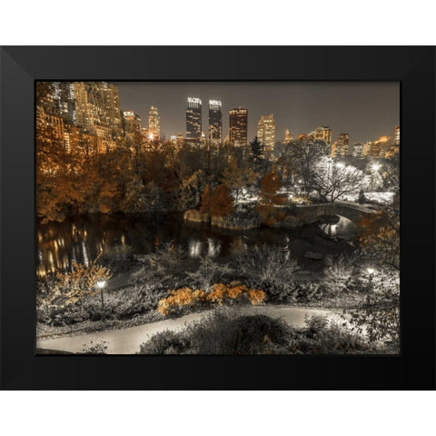 Evening view of Central Park in New York City Black Modern Wood Framed Art Print by Frank, Assaf