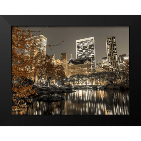 Evening view of Central Park in New York City Black Modern Wood Framed Art Print by Frank, Assaf