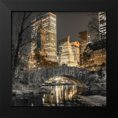 Evening view of Central Park in New York City Black Modern Wood Framed Art Print by Frank, Assaf