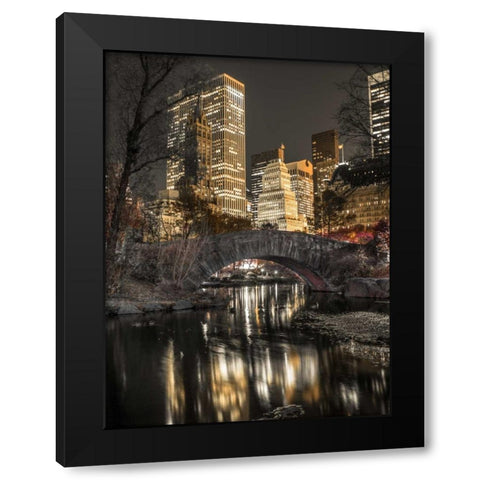 Evening view of Central Park in New York City Black Modern Wood Framed Art Print by Frank, Assaf