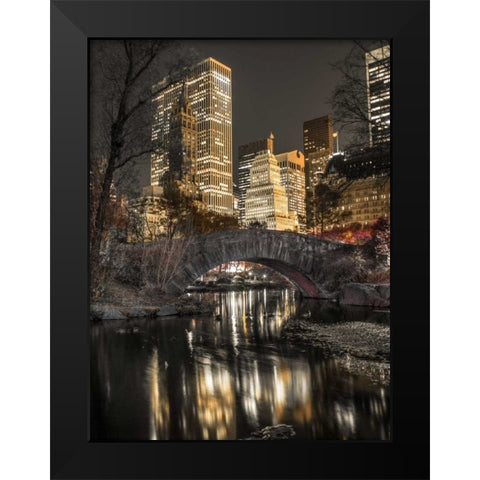 Evening view of Central Park in New York City Black Modern Wood Framed Art Print by Frank, Assaf