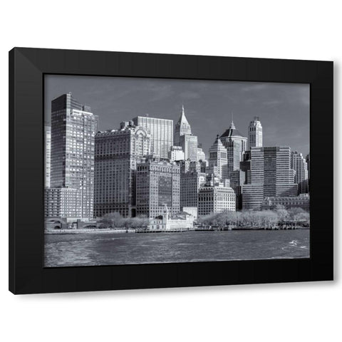 Lower Manhattan Skyline with skyscrapers, New York Black Modern Wood Framed Art Print with Double Matting by Frank, Assaf
