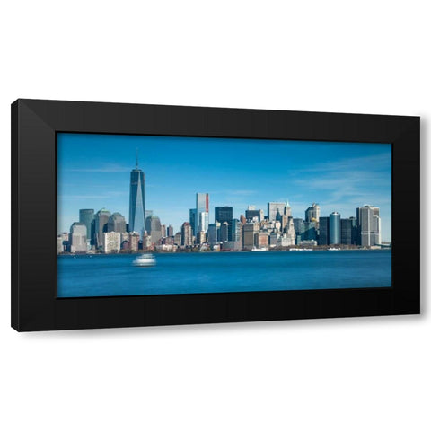 Lower Manhattan Skyline with skyscrapers, New York Black Modern Wood Framed Art Print with Double Matting by Frank, Assaf