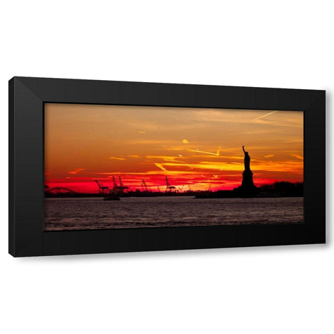 Statue of Liberty at sunset, New York Black Modern Wood Framed Art Print with Double Matting by Frank, Assaf