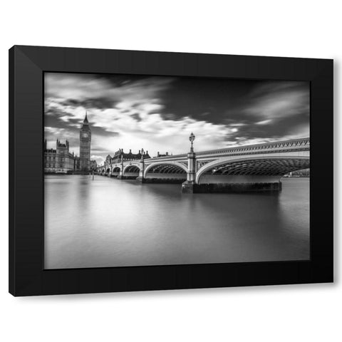 Westminster bridge with Big Ben, London, UK Black Modern Wood Framed Art Print with Double Matting by Frank, Assaf