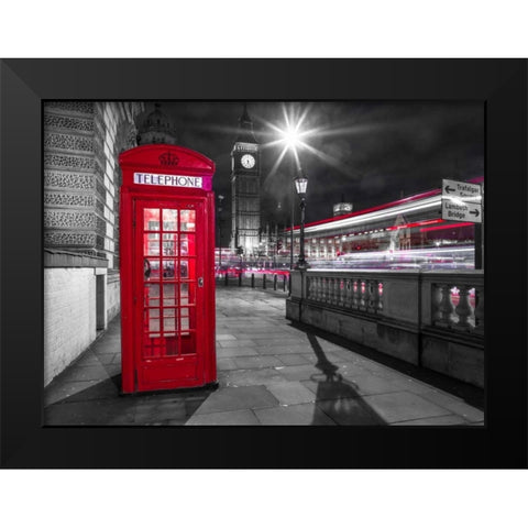 Telephone box with Big Ben, London, Uk Black Modern Wood Framed Art Print by Frank, Assaf