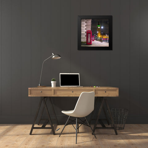 Telephone box with Big Ben, London, Uk Black Modern Wood Framed Art Print by Frank, Assaf