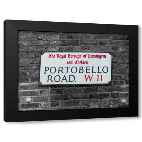 Portobello road sign board on a brick wall, London, UK Black Modern Wood Framed Art Print with Double Matting by Frank, Assaf