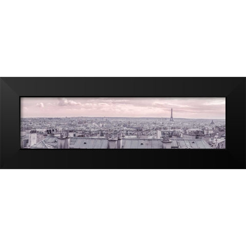Eiffel Tower seen through the window of an apartment in Montmartre, Paris, France Black Modern Wood Framed Art Print by Frank, Assaf