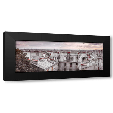 Eiffel Tower seen through the window of an apartment in Montmartre, Paris, France Black Modern Wood Framed Art Print with Double Matting by Frank, Assaf