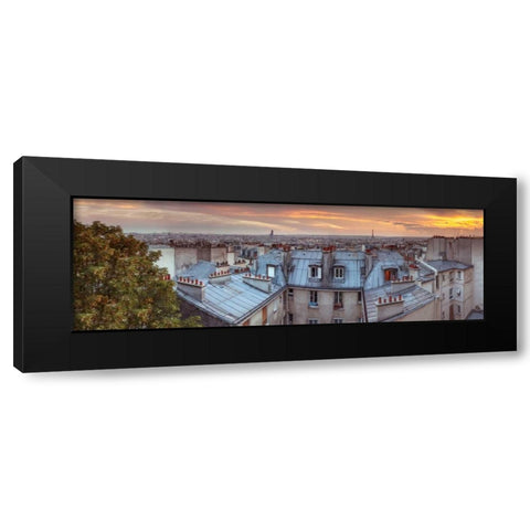 Eiffel Tower seen through the window of an apartment in Montmartre, Paris, France Black Modern Wood Framed Art Print with Double Matting by Frank, Assaf