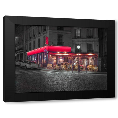 Sidewalk cafe in Paris, France Black Modern Wood Framed Art Print with Double Matting by Frank, Assaf