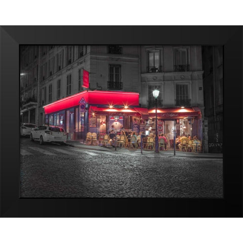 Sidewalk cafe in Paris, France Black Modern Wood Framed Art Print by Frank, Assaf