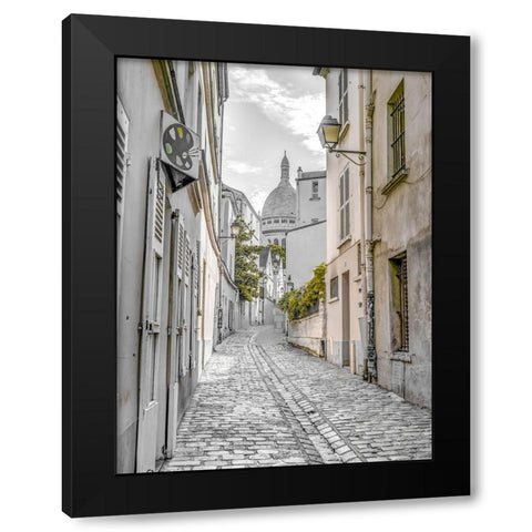 Cobbled Street-Montmartre-Paris Black Modern Wood Framed Art Print with Double Matting by Frank, Assaf