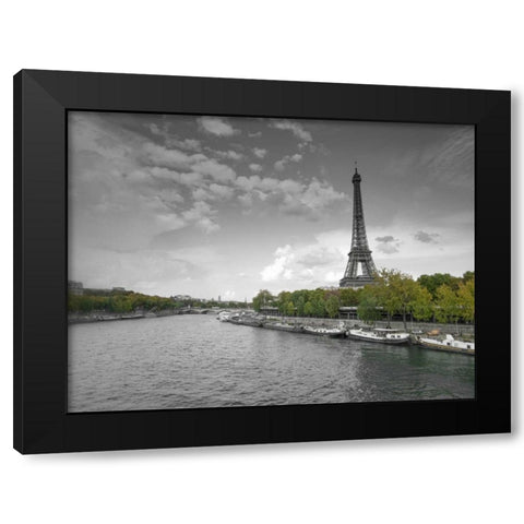 River Seine and Eiffel tower, Paris, France Black Modern Wood Framed Art Print with Double Matting by Frank, Assaf