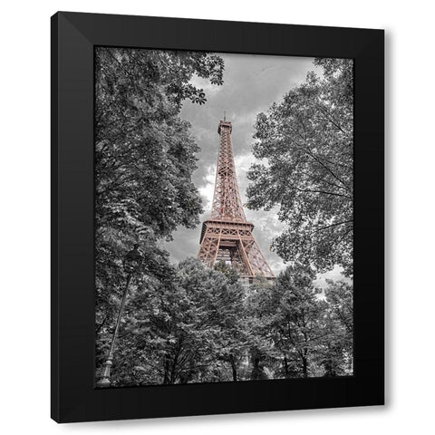 Eiffel Tower through trees Black Modern Wood Framed Art Print by Frank, Assaf
