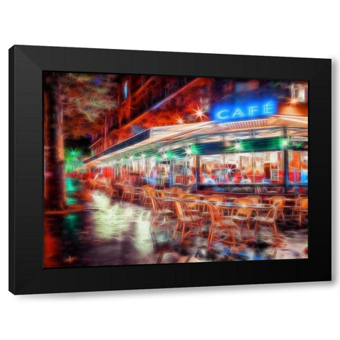 Sidewalk cafe in Paris, France Black Modern Wood Framed Art Print with Double Matting by Frank, Assaf