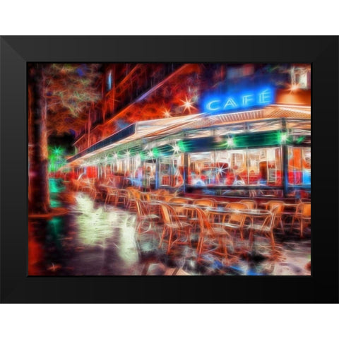 Sidewalk cafe in Paris, France Black Modern Wood Framed Art Print by Frank, Assaf