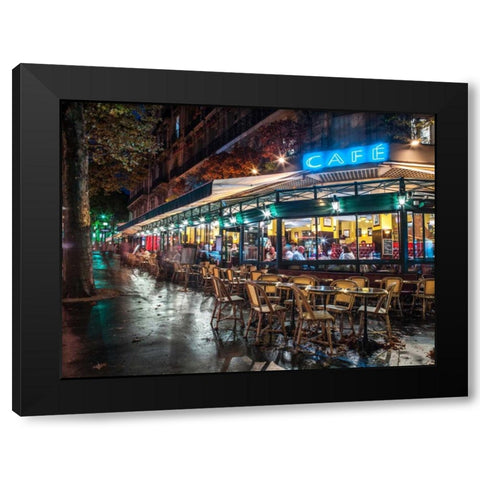 Sidewalk cafe in Paris, France Black Modern Wood Framed Art Print by Frank, Assaf