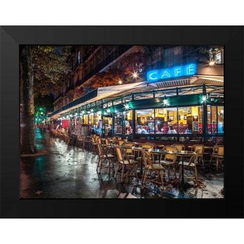 Sidewalk cafe in Paris, France Black Modern Wood Framed Art Print by Frank, Assaf