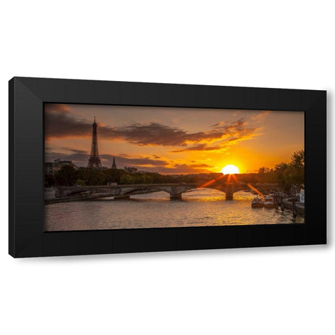 View of the Eiffel Tower with a bridge in the foreground during sunset, Paris, France Black Modern Wood Framed Art Print with Double Matting by Frank, Assaf