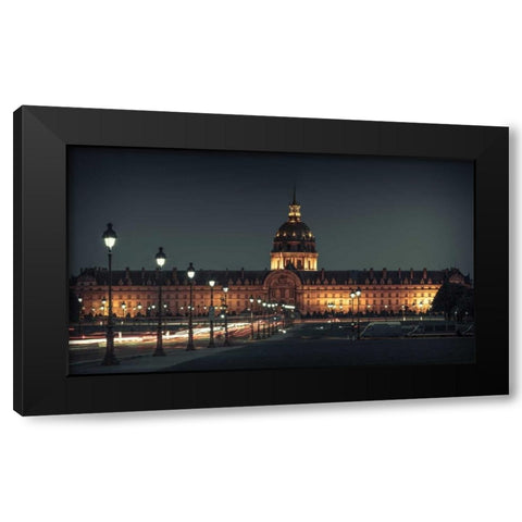 Evening view of famous Les Invalides with golden dome, Paris, France Black Modern Wood Framed Art Print with Double Matting by Frank, Assaf