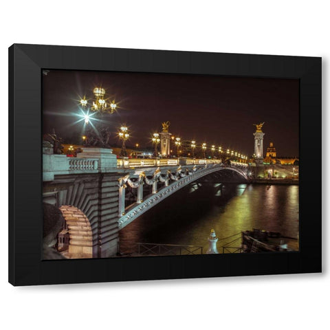 Pont Alexandre III bridge over River Seine, Paris, France Black Modern Wood Framed Art Print by Frank, Assaf